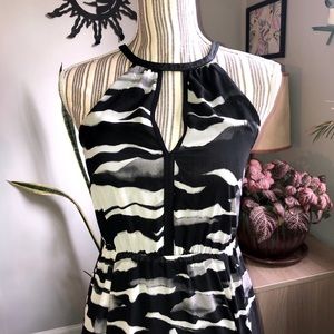 Black and white patterned maxi dress